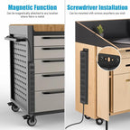 HHSOET Magnetic Mount Power Strip, 8 Outlet Mountable Socket, Metal Heavy Duty Surge Protector, Gaming Table Outlet, Easy to Fix Without Drilling or Taping, 10FT Extension Cord.(Black)