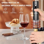 Electric Wine Opener Set – Rechargeable Wine Bottle Opener Kit with Foil Cutter, Vacuum Stoppers, and Wine Pourer – Best Wine Gift Set, Fancy Wine Opener for Wine Lovers and Parties