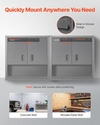 VEVOR Metal Wall Cabinet, 30W x 12.01D x 30H Inch, Steel Floating Hanging Storage Cabinet with Locking Doors and Adjustable Shelf for Garage, Basement, Kitchen, Warehouse Assembly Required, Black