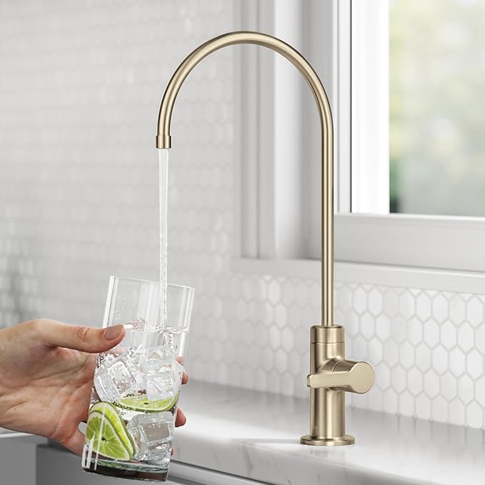 KRAUS Oletto Single Handle Drinking Water Filter Faucet for or Water Filtration System in Spot-Free Antique Champagne Bronze, FF-103SFACB