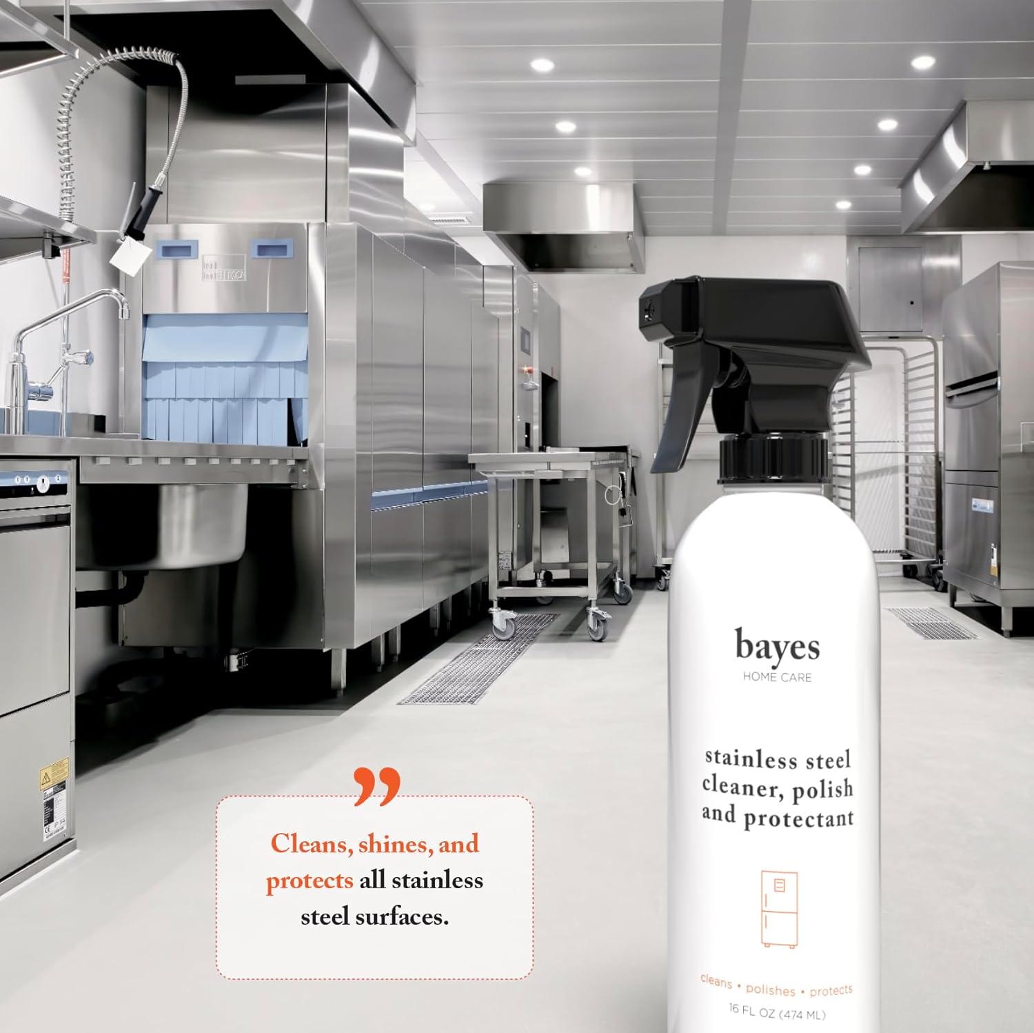 Bayes High-Performance Stainless Steel Cleaner Spray, Polish, and Protectant - Indoor & Outdoor Stainless Cleaner - Stainless Steel Sink Cleaner 16oz