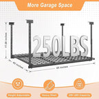45-Inch x 45-Inch Overhead Garage Storage Rack, 17"-28" Height Adjustable Garage Ceiling Storage Racks, Heavy Duty Storage Organizer System, 250LBS Weight Capacity, Black