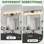 DORESshop Bathroom Light Fixtures, 6-Light Gold and Black Bathroom Lighting Fixtures Over Mirror with Clear Glass Shade, Vanity Lights for Hallway Living Room Bedroom