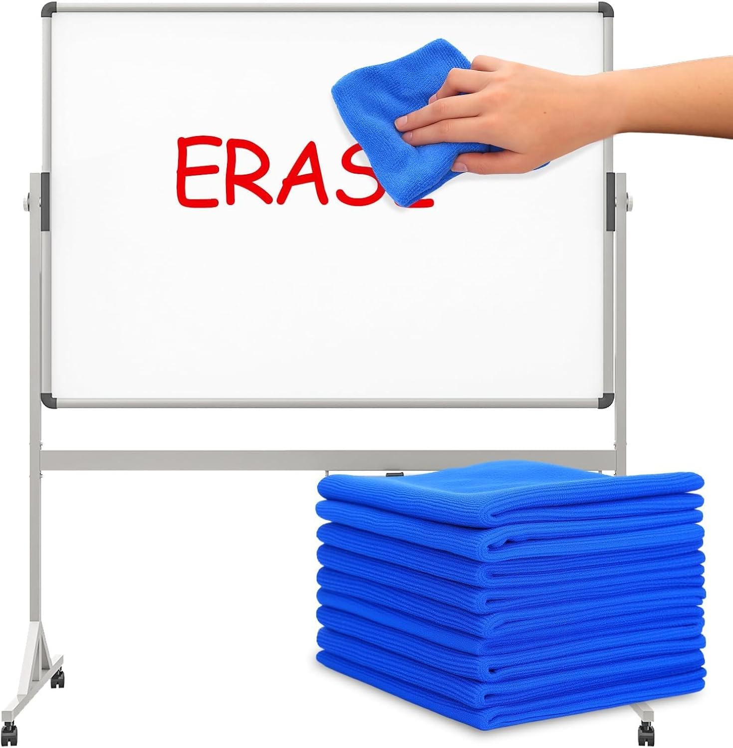 Tanlade Microfiber Cleaning Cloth Cleaning Rags Reasonable Kitchen Towels Microfiber Towels Cars Wash Dry Erase Cloth(12 x 12 Inch,Blue,10 Pcs)