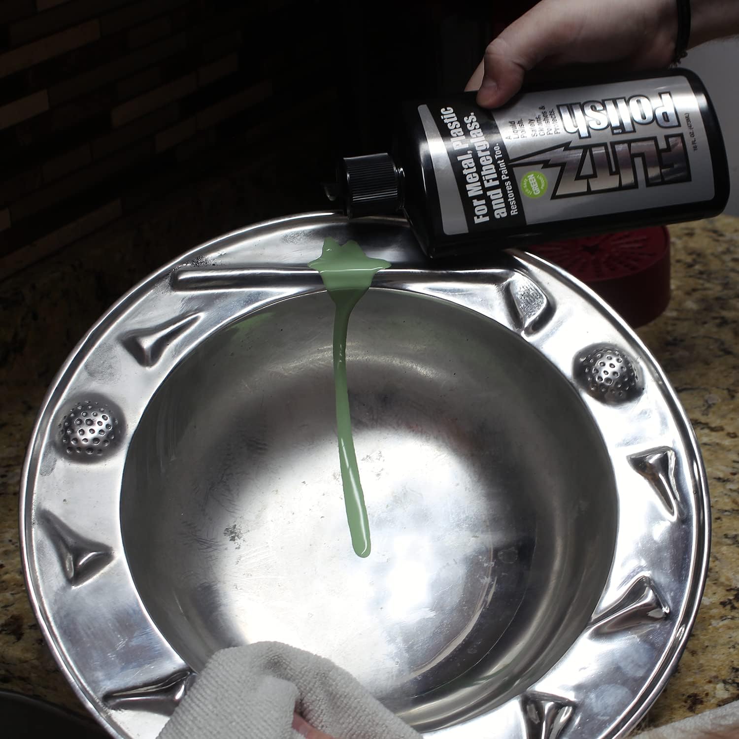 FLITZ Multi Purpose Metal Polish Liquid - 7.6oz USA-Made Tarnish Remover - For Aluminum, Chrome, Brass, Nickel, Silver - Non-Abrasive Cleaner & Restorer - Not for Patina or Electroplated Finishes