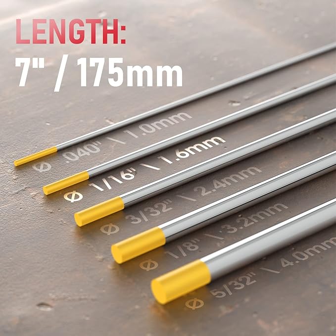 YESWELDER TIG Welding Tungsten Electrode 1.5% Lanthanated 1/16"x7" (Gold, WL15/EWLa-1.5) 10-pk