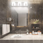 Aipsun 3 Lights Modern LED Vanity Light for Bathroom Frosted White Acrylic Chrome Up and Down Bathroom Wall Light Fixtures Over Mirror(White Light 6000K)