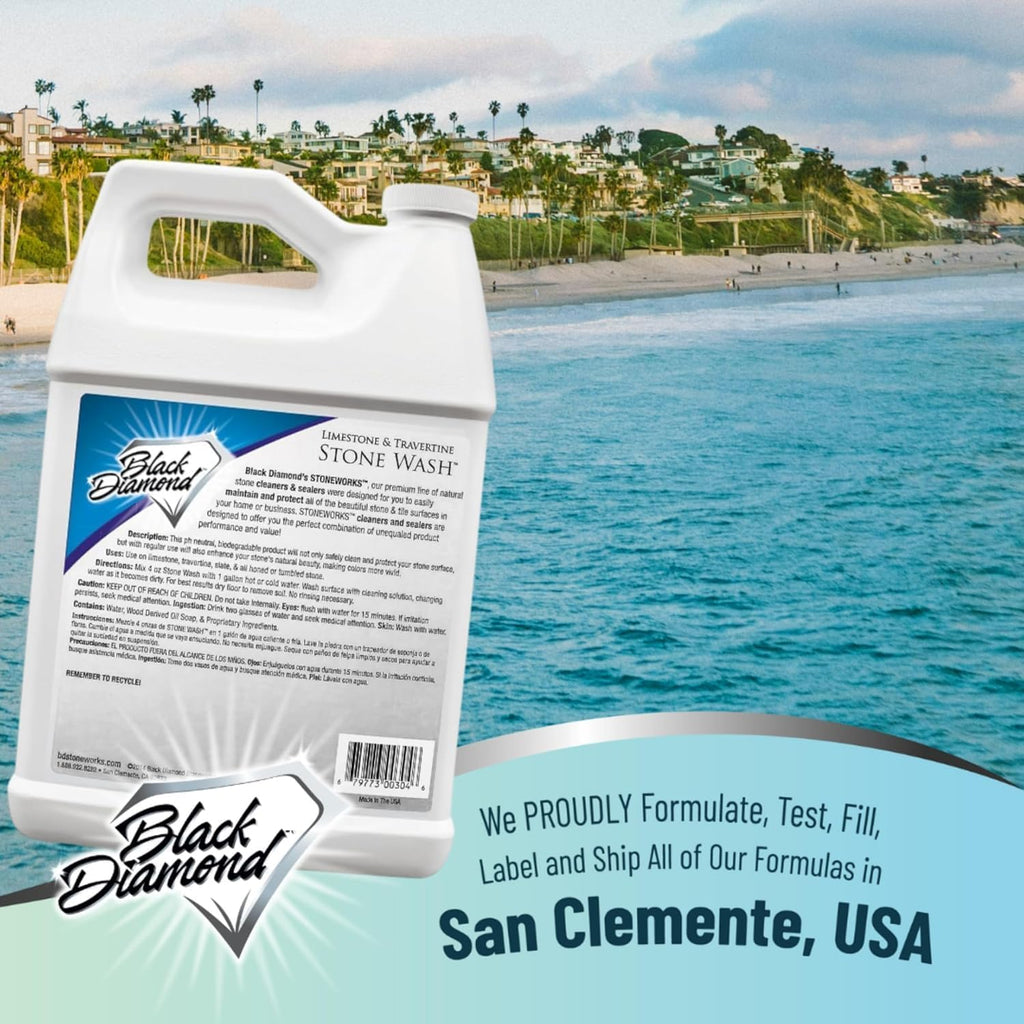 Black Diamond Stoneworks Limestone and Travertine Floor Cleaner: Natural Stone, Marble, Slate, honed or tumbled. 4-Gallon concentrate Ph Neutral