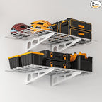 2x4 ft Garage Shelving, 2-Pack Wall-Mounted Shelves for Garage, Kitchen, Pantry Storage, 400 lbs Total Load Capacity Wall Shelving, White