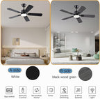 42 inch Modern Ceiling Fans with Lights APP/Remote Control, Low Profile Reversible 6 Speeds Ceiling Fan Light for Indoor/Outdoor Patio Bedroom Living Room,Black
