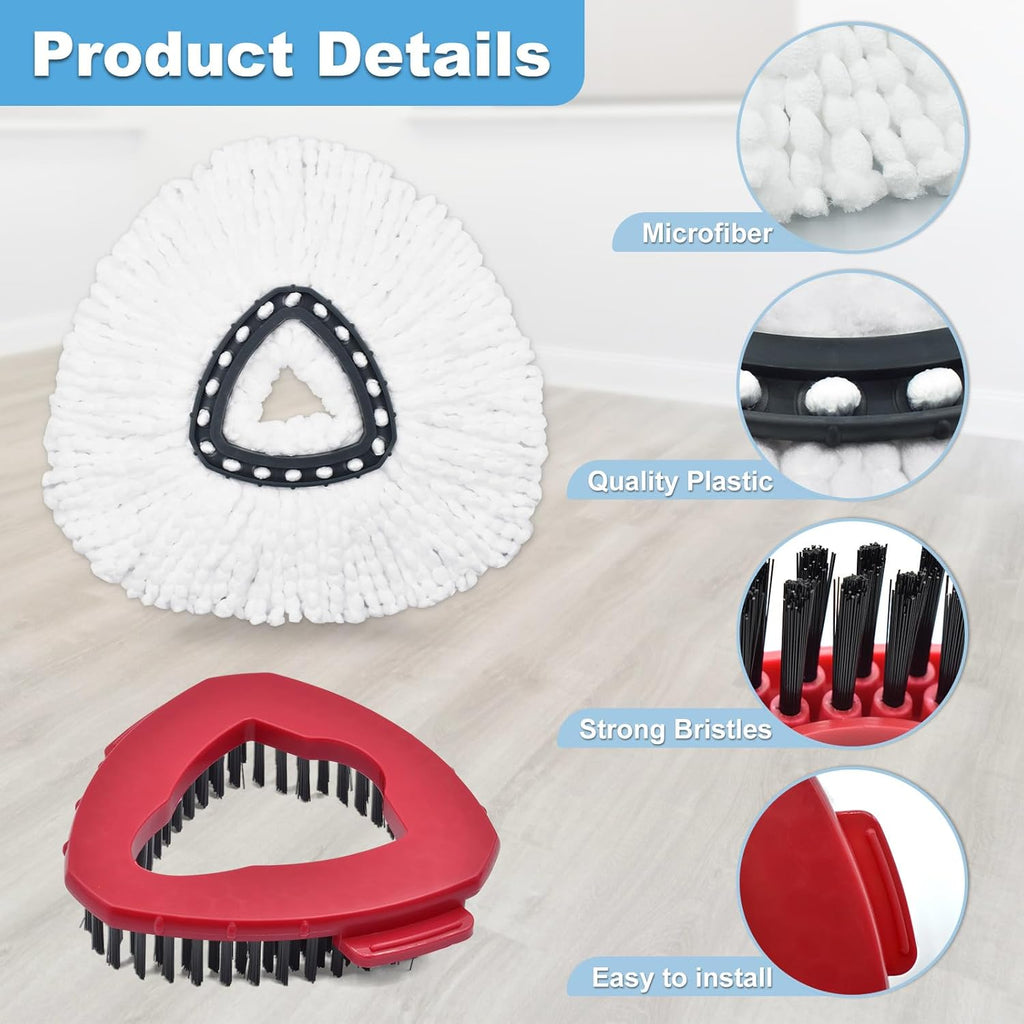 Mop Heads Replacements for Ocedar, Mop Replace Head for O Cedar, Spin Mop Replacement Head for Ocedar Easy Wring 1 Tank System, Mop Heads Include 2 Pack Spin Mop Refills and 2 Pack Scrubber Mop Head