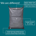 Hanging Laundry Hamper,Door Hanging Hamper with Width Opening, Over the Door Laundry bag with hooks, Laundry Collector and Over Door Storage Bag (36x22 Inch,Pop Grey)