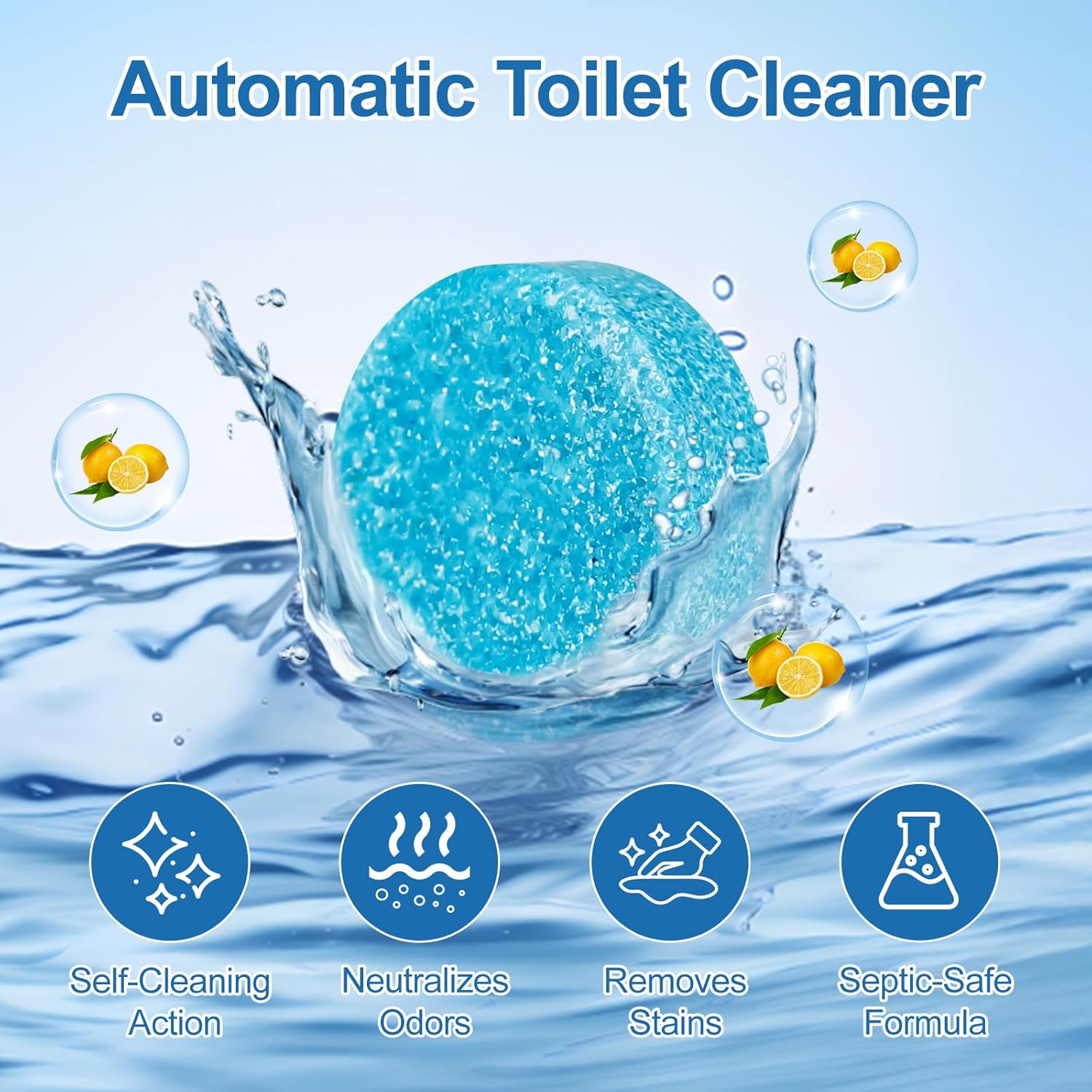 Toilet Bowl Cleaner Tablets Blue Toilet Tank Cleaners, Septic-Safe Hard Water Stain Remove, Effervescent Stain Odor Remover Bathroom， Automatic Toilet Cleaning & Deodorizer, Fresh Scent - 50 Tabs kkk