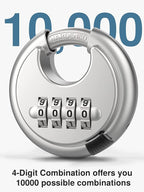 Puroma Combination Lock, Stainless Steel Disc Padlock with Hardened Steel Shackle, Keyless Heavy Duty Combo Lock for Outdoor Sheds Fence, Gate Hasps, Storage Unit, School Gym Locker (2 Pack, ‎Silver)