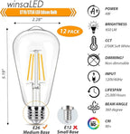 LED Light Bulbs 40 Watt Equivalent, 2700K Soft Warm Light Bulbs, 4W LED ST19 Edison Bulbs, 450LM, E26 Medium Base, High CRI 90+, Not Dimmable, Pack of 12