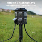 Outdoor Power Strip Timer Waterproof, Dusk to Dawn Light Sensor Countdown, 50 Feet Extension Cord, 6 Grounded Outlets for Halloween and Christmas Decorations, ETL Listed