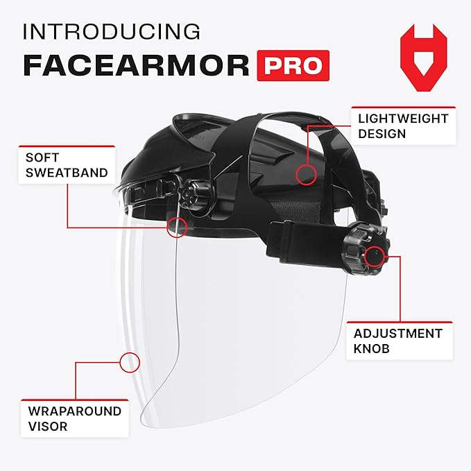 NoCry Premium Safety Face Shield for Grinding and Cutting — Clear Anti-Fog, Impact Resistant Visor and Adjustable Headgear — ANSI Z87.1 Certified for Industrial Use — Washable Sweatbands Included
