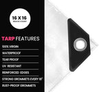 PROTARP Extreme Heavy Duty 22 Mil Tarp Cover, Waterproof, UV Resistant, Rip and Tear Proof, Poly Tarpaulin with Reinforced Edges for Roof, Camping, Patio, Pool, Boat. (White 100′ X 100′)