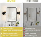 2 Pack 22-Inch Gold and Black Wall Sconces Set of Two, 22" Vanity Lights for Bathroom with Clear Glass, Sconces Hardwired Black and Gold Bathroom Sconces Set of 2 for Mirror Living Room