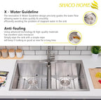 SHACO 33x22 Inch 50/50 Double Bowl Drop In Kitchen Sink 16 Gauge 33 Inch Stainless Steel Kitchen Sink Top Mount with Grid and Accessories
