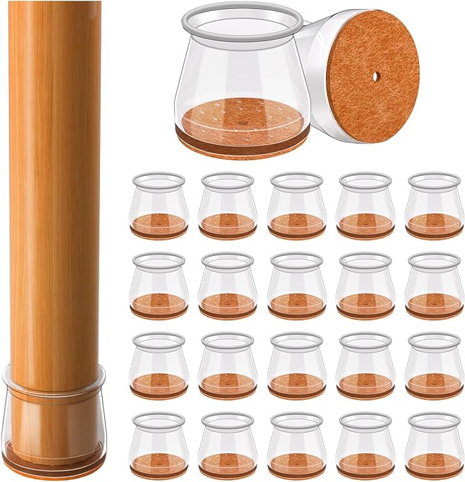 28Pcs Chair Leg Floor Protectors for Hardwood Floors Silicone Caps Felt Furniture Pads Covers Clear Chair Sliders, Protect The Floor from Scratches(Fit:1.3"-2")