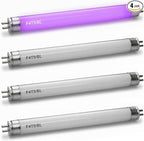 OHLECTRIC F4T5/BL Linear Fluorescent Tube 6-Inch (4-Pack) T5 4W Straight Black Light Linear Bulbs, High Output Glow Effect Party Bulb, G5 Base