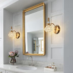 Modern Wall Sconce Set of Two Indoor Lamp Gold Vintage Glass Light Bathroom Vanity Fixture Wall-Mounted Room Lighting