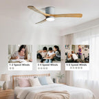 36in Quiet Ceiling Fans with LED Lights Remote ETL Ceiling Fan Lights Living Room Bedroom ‎Remote Ceiling Lighs Fan Lighting 6 Gear Wind Speed Grey Ceiling Fan Wooden Fan Blades
