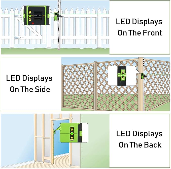 Huepar Laser Detector LR-6RG for Laser Level, Compatible with Huepar & Pro Laser Levels with Pulse Mode Only, Detect Green&Red Beams Laser Receiver, Up to 200Ft, Three-Side LED Display, Clamp Included