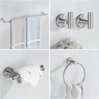 Bathroom Hardware Set, 4-Piece Towel Bar Set Brushed Nickel Towel Holder Set Includes 19.68 in Towel Bar,Toilet Paper Holder,Towel Ring and Towel Hook Wall Mount Bathroom Accessories Set