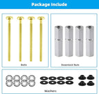 Hibbent 4 PCS Universal Toilet Seat Bolts Kit, Heavy Duty Solid Brass Toilet Bolts with Extra Long Stainless Steel Downlock Nuts Rubber Washers Gaskets, Easy to Install - Bathroom Toilet Repair Screw