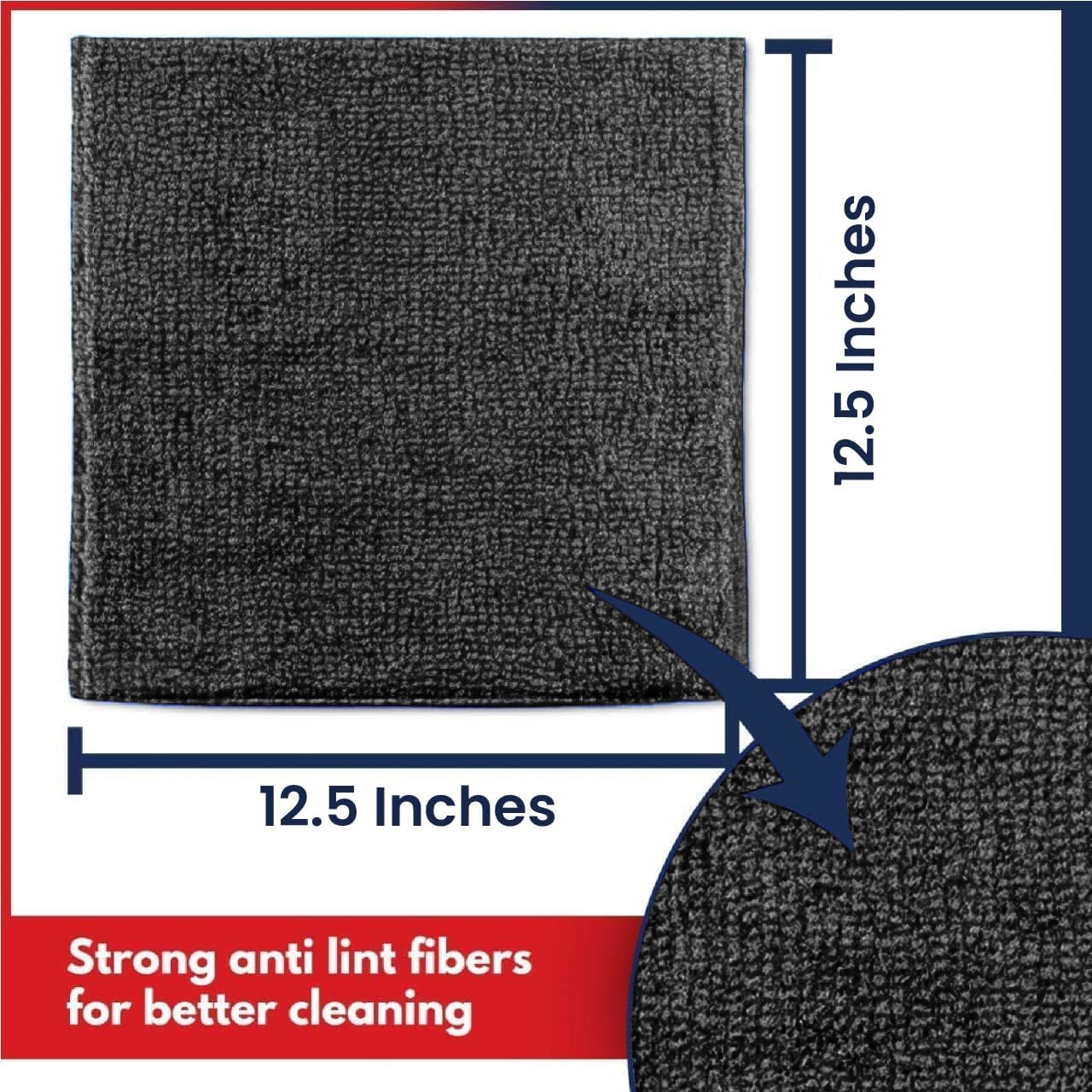 USANOOKS Microfiber Cleaning Cloth - 12Pcs 12.5x12.5 inch High Performance - 1200 Washes, Ultra Absorbent Microfiber Towels for Cars Undercarriage, Rims and Engine Bay Cleaning -Microfiber Cloth