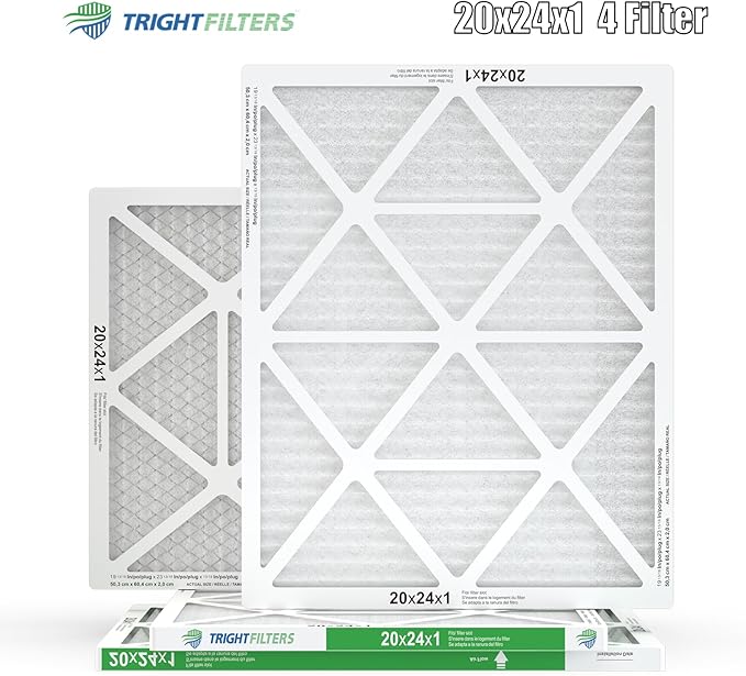 20x24x1 Air Filter 4 Pack, MERV 8 Pleated Dust Defense Air Filters Replacement Air Conditioner HVAC AC Furnace Filter, Durable and Lightweight