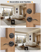 6 Pack Keyed-Alike Entry Lever and Single Cylinder Deadbolt Combination Locksets, Oil Rubbed Bronze Finish, Reversible Front Door Handleset with Handle and Deadbolt for Exterior Doors