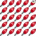 50-Pack C7 Replacement Christmas Light Bulbs, C7 Commercial Grade Incandescent Light Bulbs for Outdoor Indoor Holiday Christmas String Lights, E12 Candelabra Base, 5 Watt