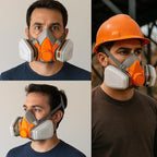 RANKSING Respirator Mask with Filters and Glasses to Against Dust Gases Fumes in Painting Spraying Sanding Orange/Pink