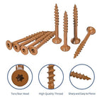 #8x1-5/8 Deck Screws, 700 Pcs Wood Screws 1-5/8 Inch, Exterior Epoxy Coated, Torx Decking Screws for Wood Construction/Fence, Rust Resistant, Includes T25 Star Bits, Brown