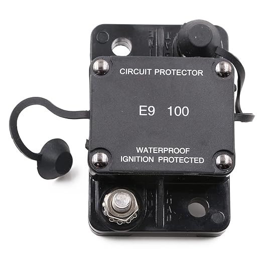 Hi-Amp 100 Amp Automotive Circuit Breaker Auto Reset No Switch Button for Boat, Car Audio, Solar System, Battery Protection 12V-32V DC IP67