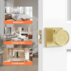 Haidms Gold Door Knobs Interior, Zinc-Alloy Heavy Duty Round Brushed Gold Privacy Door Knobs for Bedroom Modern Bathroom Interior Door Lock Bulk(8 Pack)