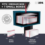 Ilyapa Modern Mailbox for Outside Post Mount - Blue Powder Coated Metal Mailbox, Waterproof Letter Box for Parcels, Recessed Magnetic Close Door