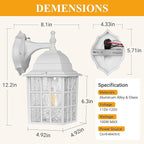 Dusk to Dawn Outdoor Lighting Fixtures - Sensor Exterior Lights, White Porch Lights, Waterproof Wall Lanterns for Garage, Front Door