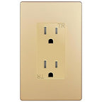 ENERLITES Elite Series Decorator Receptacle Outlet Child Safe Tamper-Resistant, Self-Grounding, Residential Grade, 15A 125V, UL Listed, Wall Plate Included, 61501-TR-GDWP, Gold
