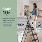 WOA WOA 5 Step Ladder, Foldable Ladder with Wide Pedals and Handle, Sturdy Ladders for Home and Kitchen with Anti-Slip Feet, Supports up to 330 lbs - Black