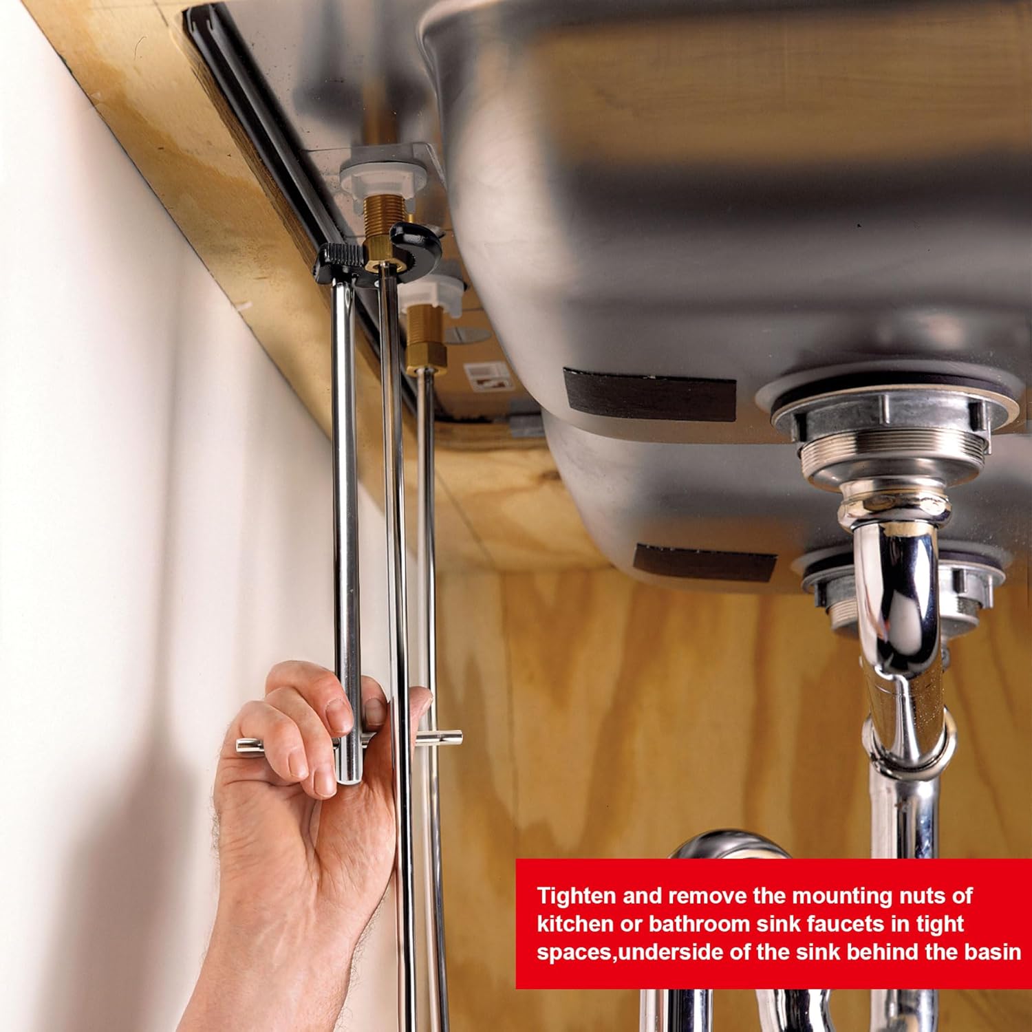 HAUTMEC PL0024 10" Basin Wrench Sink Faucet Wrench for Tight Spaces with Adjustable 3/8'' to 1-1/4''