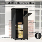 Package Delivery Box for Outside, Large Parcel Drop Box, Lockable Waterproof Resin Anti-Theft Outdoor Package Mailbox with Secure Storage for Porch, Curbside, House & Office Deliveries
