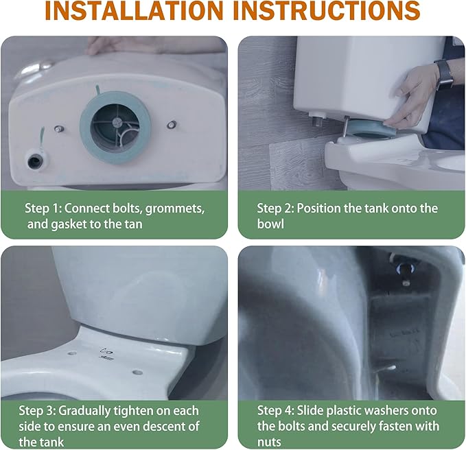 3'' Toilet Tank to Bowl Coupling Kit, Fits for American Standard Champion 4 Toilet Parts AS738756-0070A, Includes Gasket, Bolts and Other Essential Parts for Most 3 Inch Flush Valve Opening Tanks