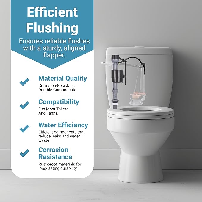 Toilet Tank Replacement Kit 2-Pack - Complete Parts: Universal Toilet Fill Valve and 2" Toilet Flapper Repair Kit - Toilet Flush Repair Kit - Efficient Flush System - 7.8Lx5.9Wx5.5H in