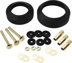 Universal Toilet Tank to Bowl Bolt & Gasket Replacement Kit – Toilet Tank Repair Kit Includes 2" and 3" Rubber Seal Gaskets, Extra-Long Brass Plated Bolts, Washers, Nuts, Fits Most 2-Piece Toilets