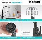 KRAUS Bolden Commercial Style 2-Function Single Handle Pull Down Kitchen Faucet in Matte Black, KPF-1610MB