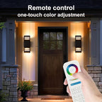 wowlite Up and Down Lights Outdoor Wall Sconce, 1200LM LED Outdoor Light Fixtures Wall Mount Exterior Lights for House, Smart RGBCW Black IP65 Waterproof Porch Lights Works with Remote and App Via Hub